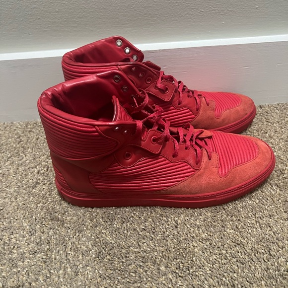 Red Balenciaga Pleated Sneakers - Picture 1 of 5